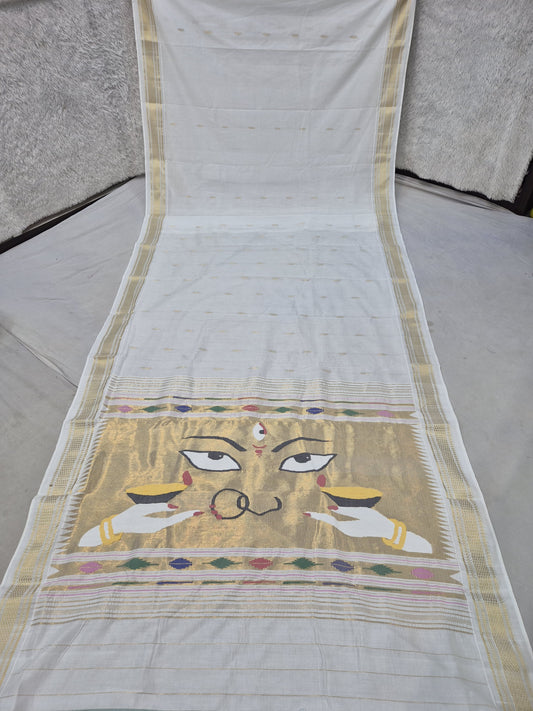 Handloom cotton paithani with narali border