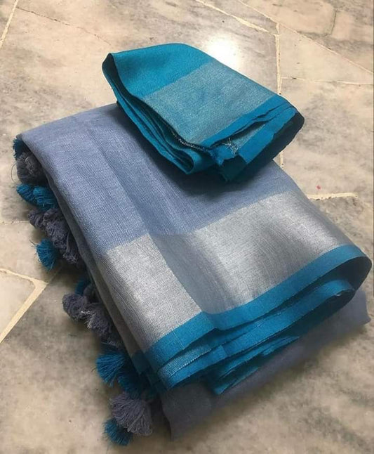 Plain cotton linen sarees