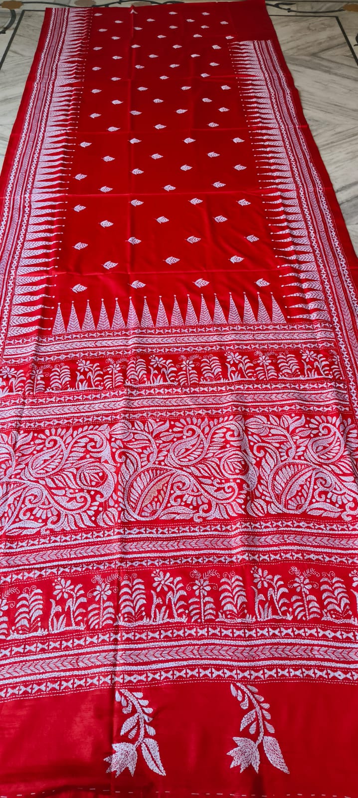 Handmade kantha on blended silk