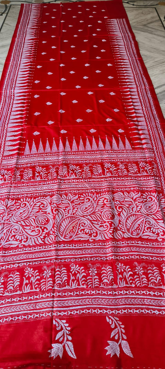 Handmade kantha on blended silk