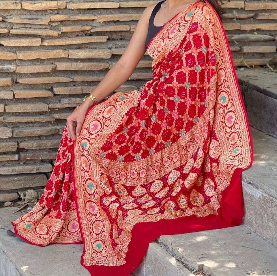 Geyonika | Pure Georgette Minakari Sarees