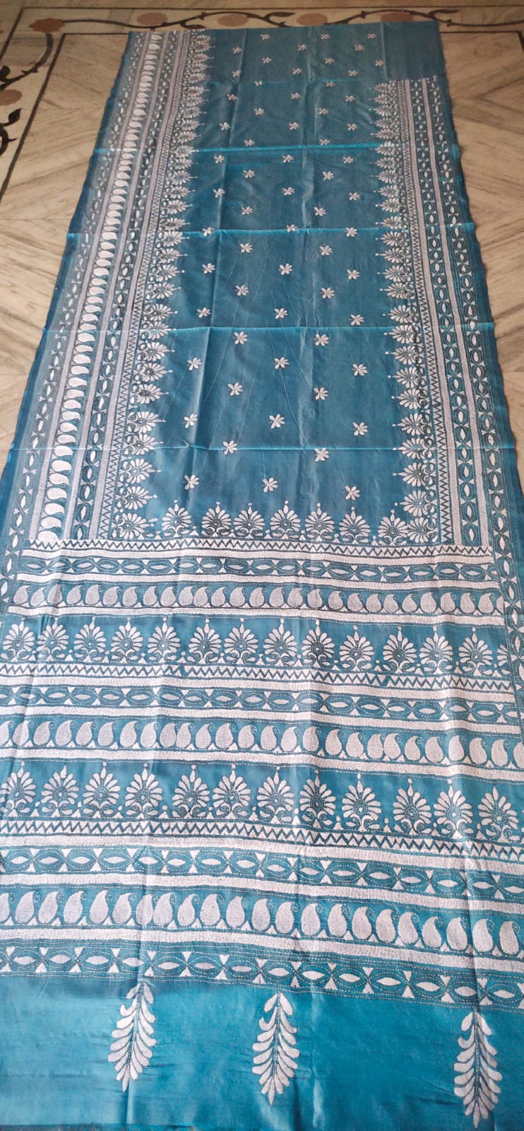 Handmade kantha on blended silk