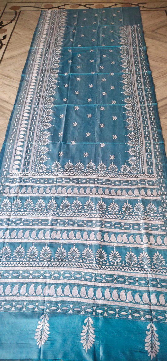 Handmade kantha on blended silk