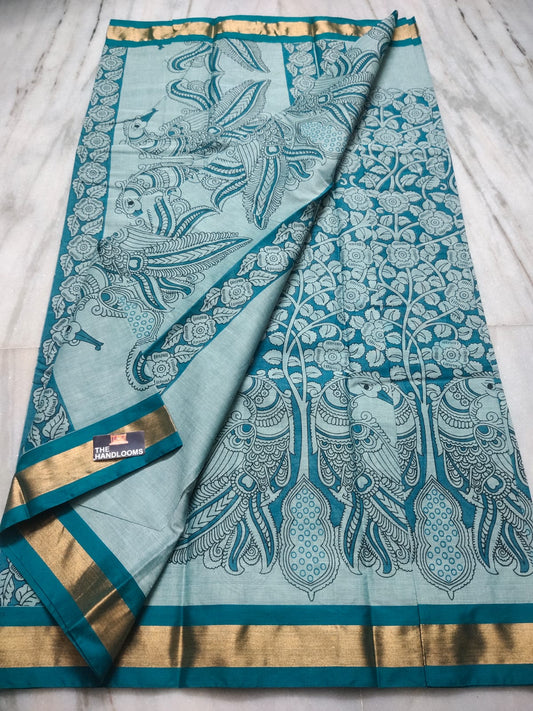Manvarya | Mangalagiri Screen Printed Saree