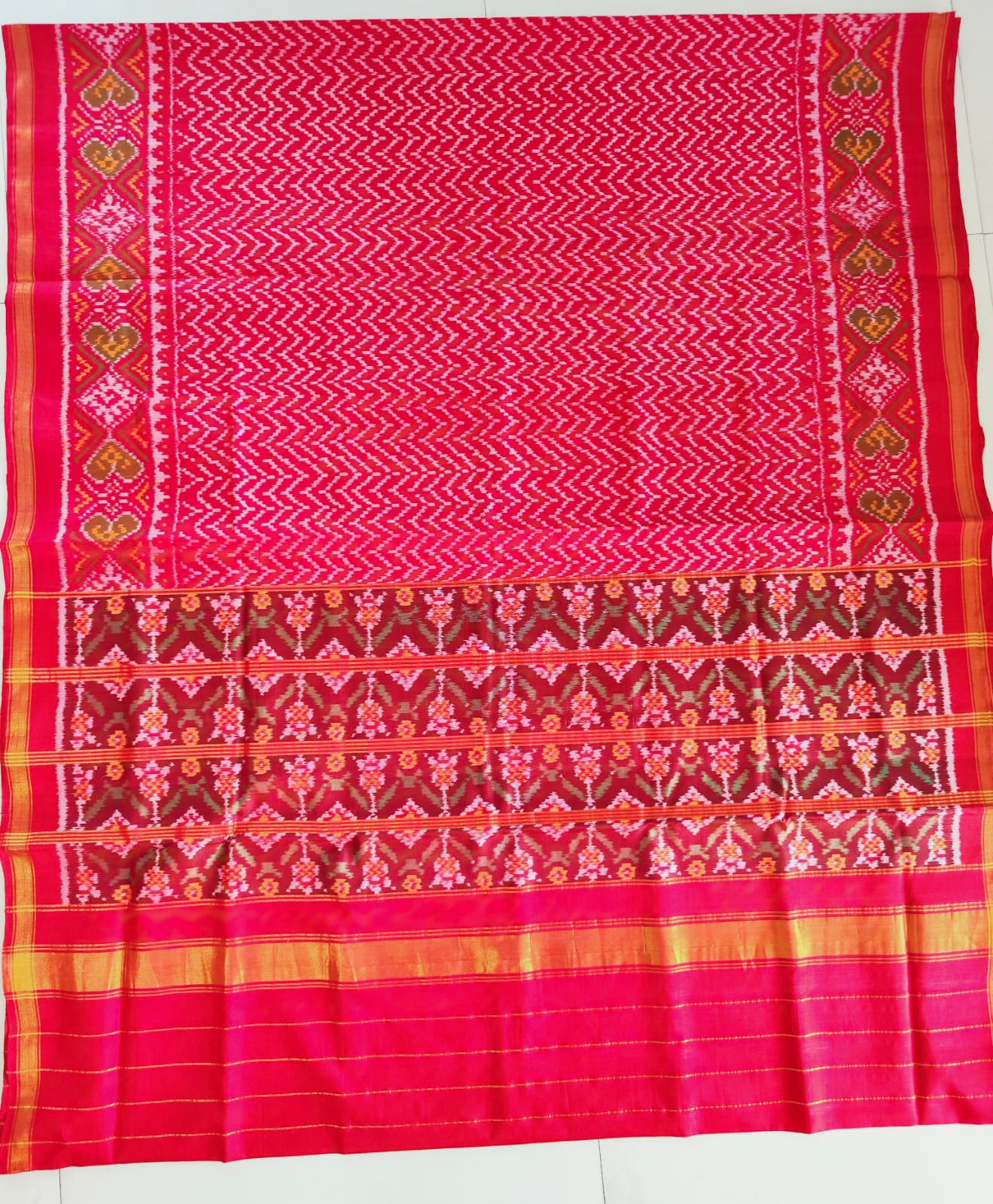 Gulabi-Ikkat-patola-saree | Single ikkat patola saree