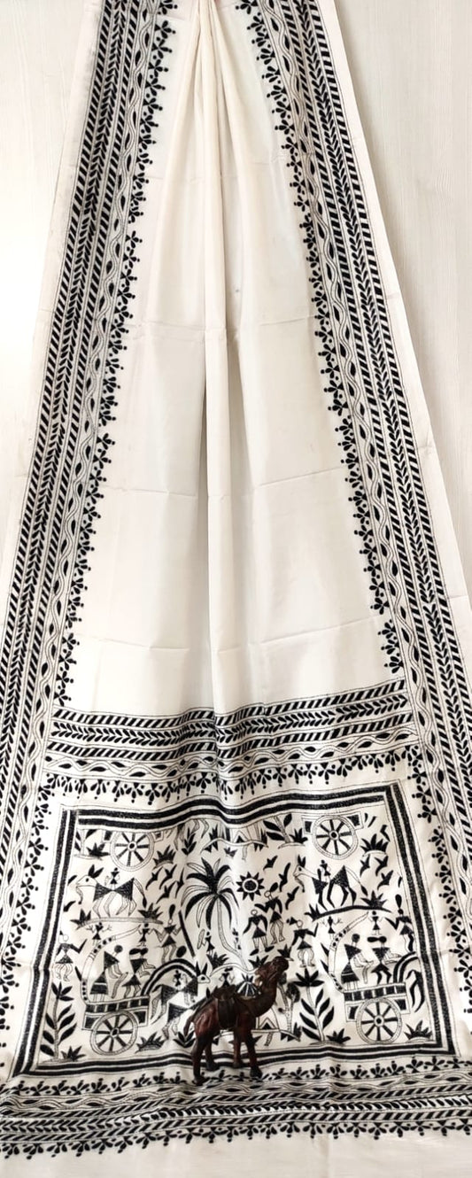 Hand Kantha on blended silk with blouse piece