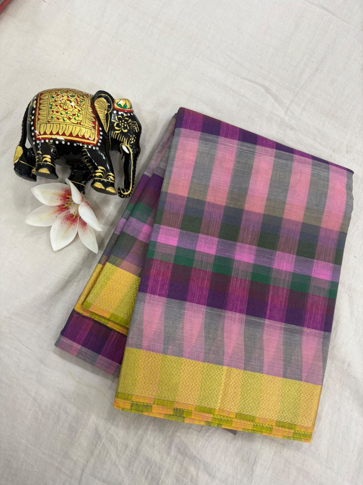 *Pure Mangalagiri Cotton Sarees*

*Saree Allover Multi Colour Checks*

*Pallu and Blouse Contrast*
