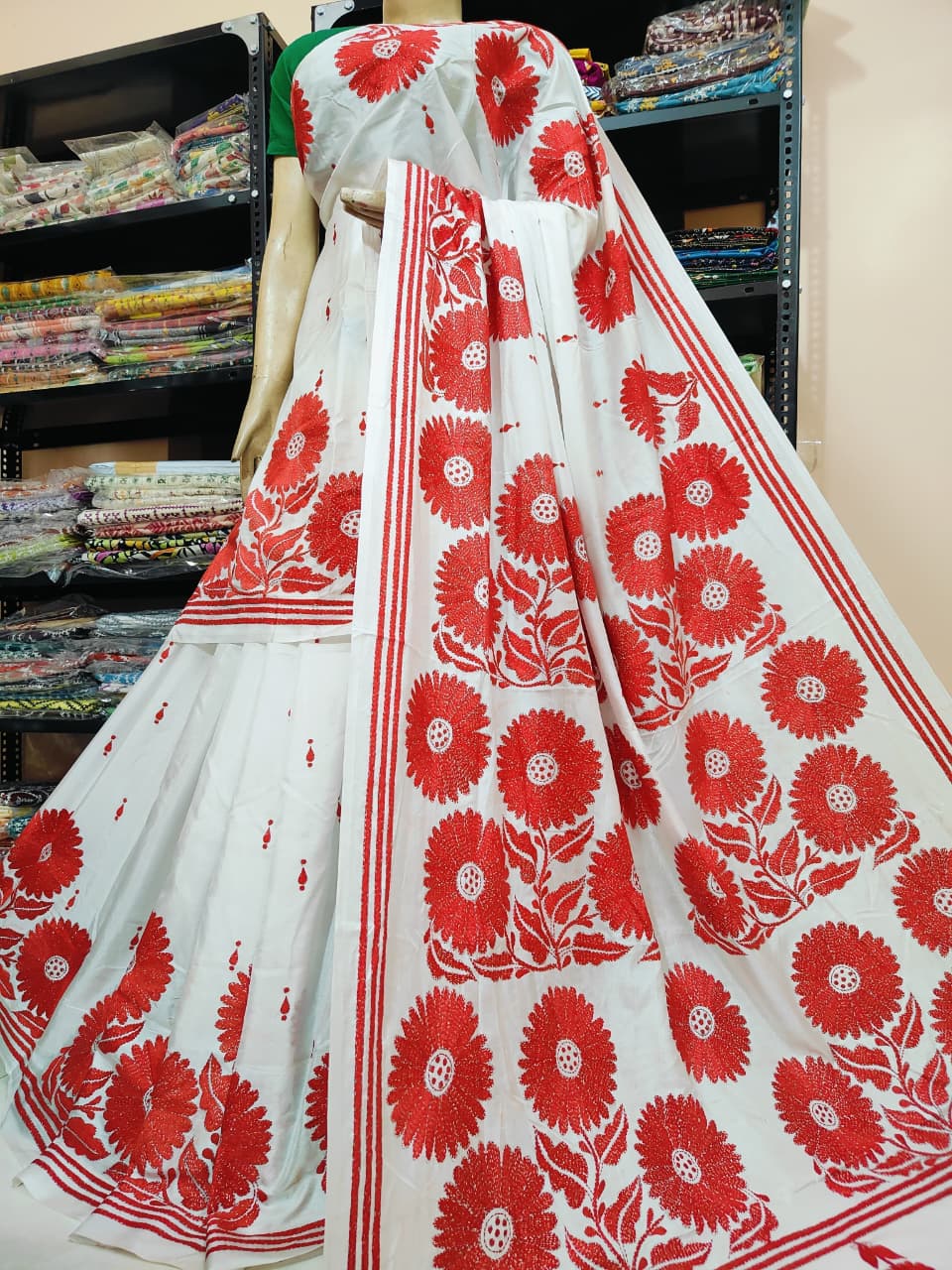 Handmade kantha on blended silk