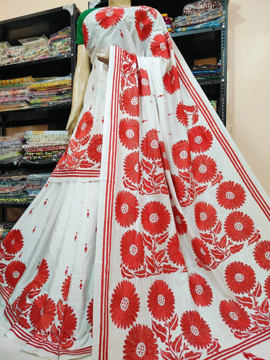 Handmade kantha on blended silk