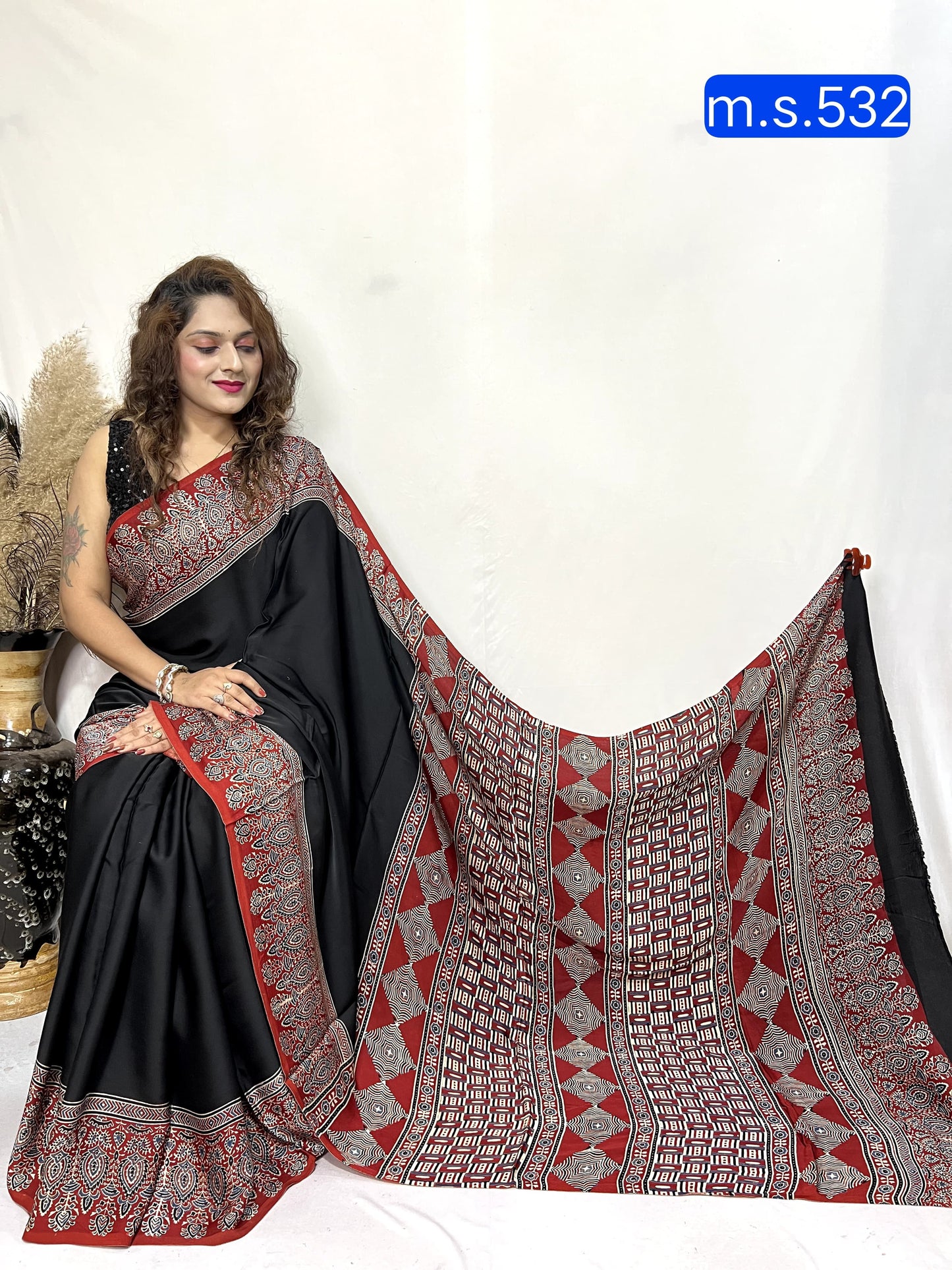 Lakshmi | Ajrakh Prints on modal Silk