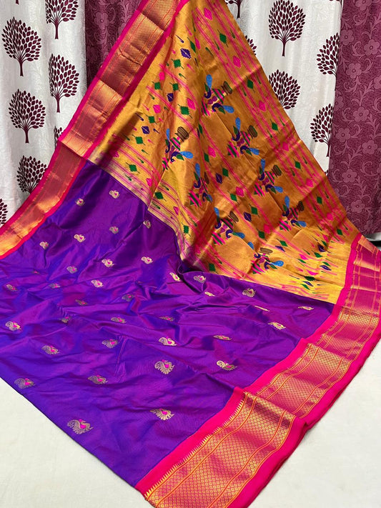 Bhashree | Powerloom Kadiyal Paithani Silk Saree