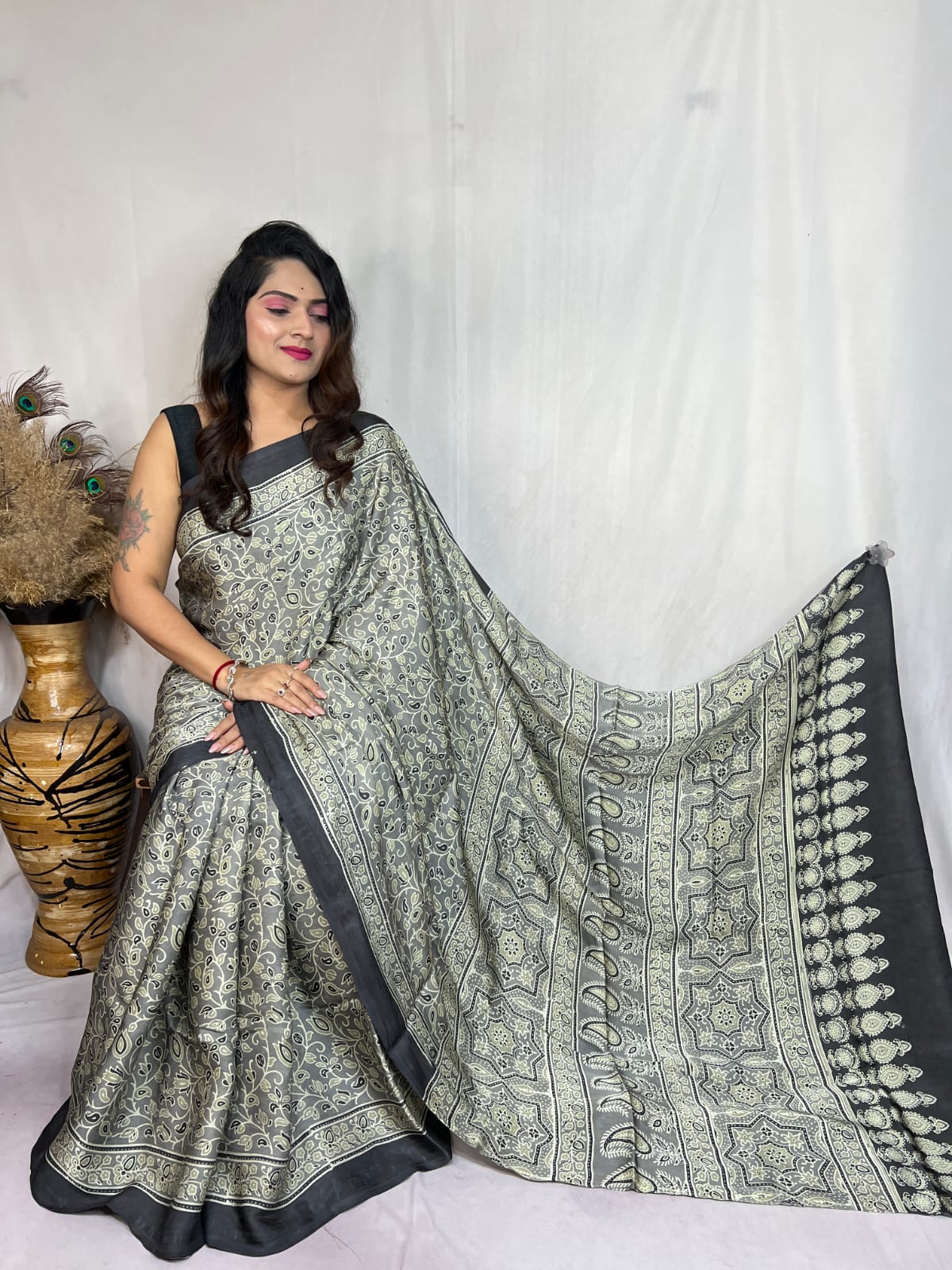 Anita | Ajrakh Prints on modal Silk