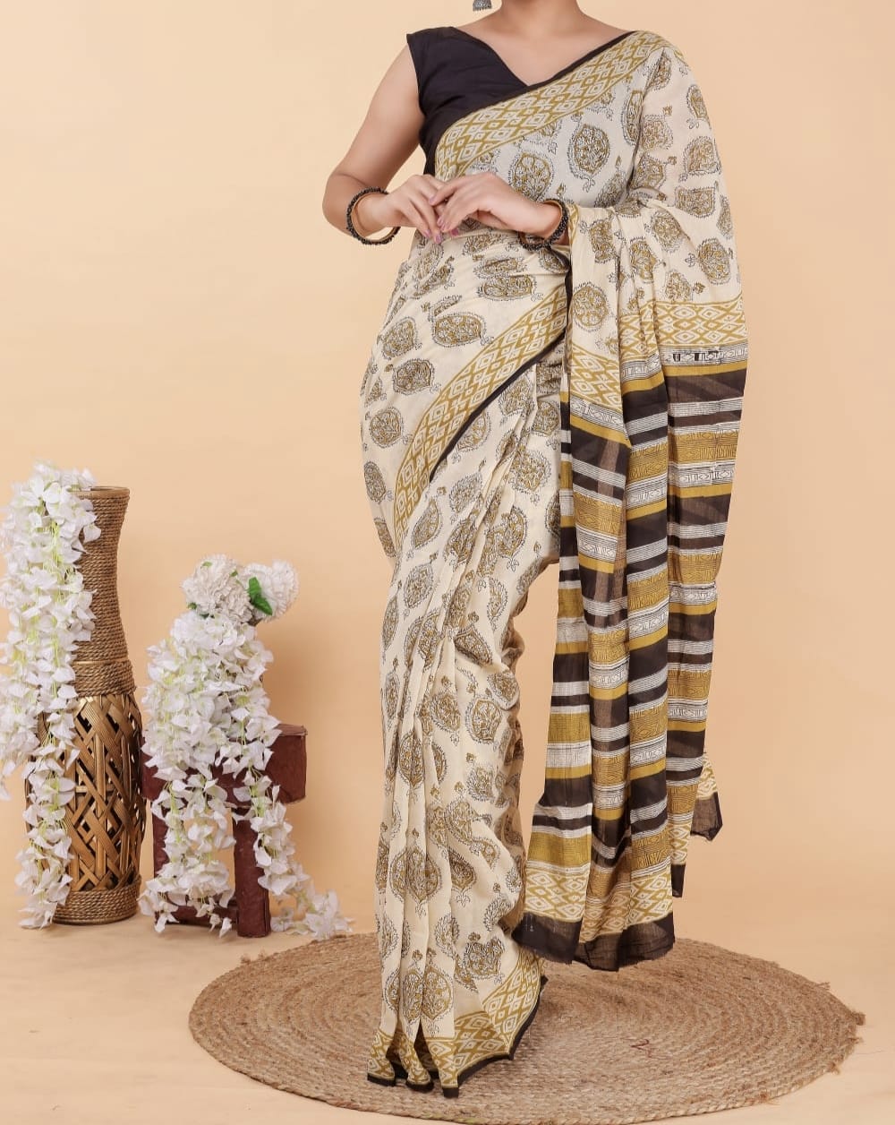 Mirayaa | Mul Cotton Blockprint Saree