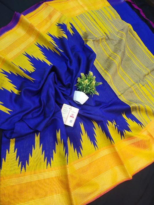 Sanvikaa | Raw Silk Temple Border Saree