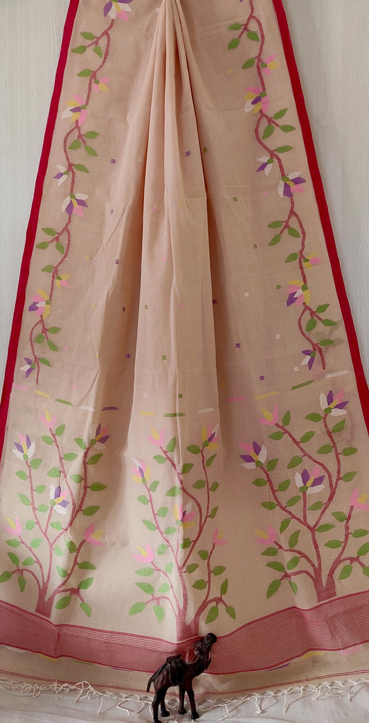 Jayaika | handwoven Cotton Needlework jamdani saree