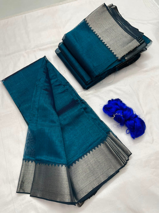 Mangalagiri pattu by cotton
pure handloom big jari border
sarees with running blouse