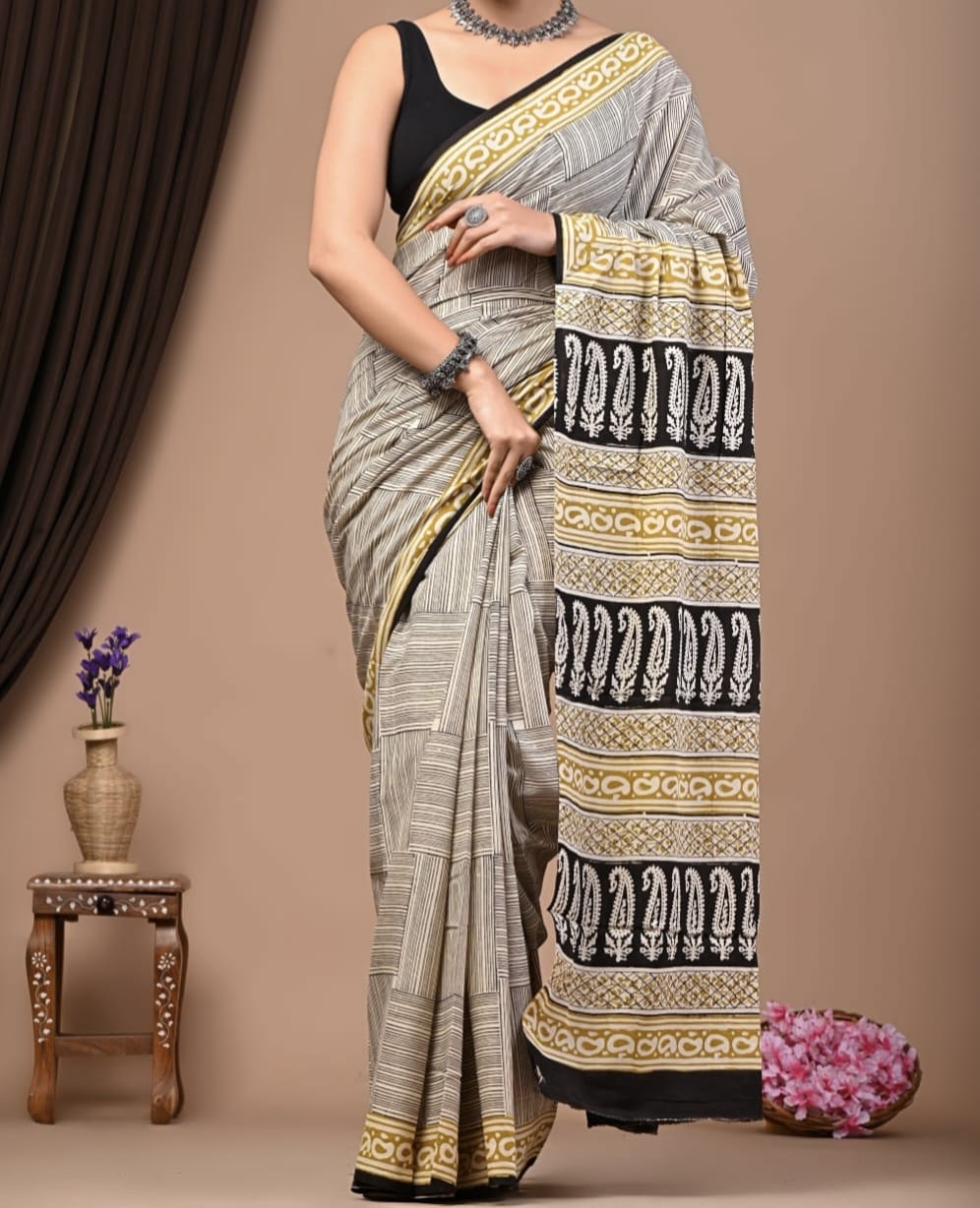 Meylania | Mul Cotton Blockprint Saree