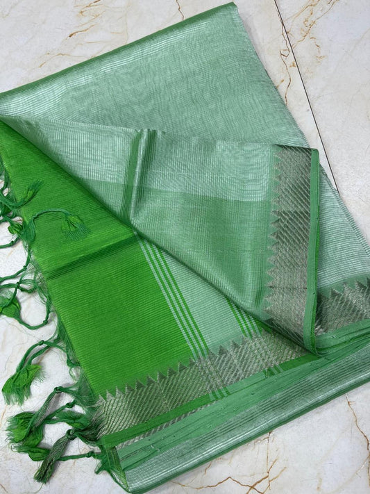 MANGALAGIRI pattu sarees
 with nizam border sarees.

Contrast blouse and pallu.