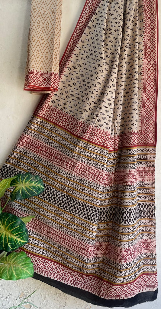 Mihika | Mul Cotton Blockprint Saree