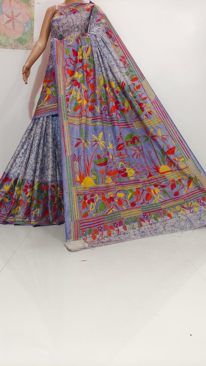 Farida | Hand Made Kantha Embroidery on Semi Silk