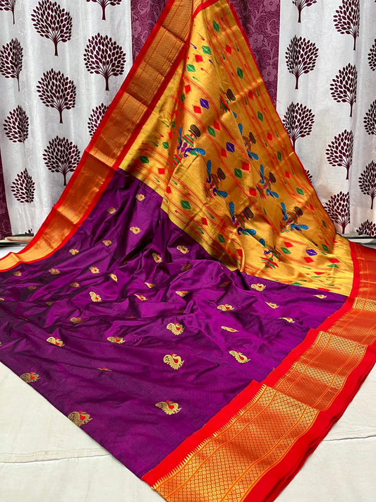 Bhashya | Powerloom Kadiyal Paithani Silk Saree