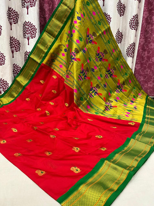 Bhasuja | Powerloom Kadiyal Paithani Silk Saree