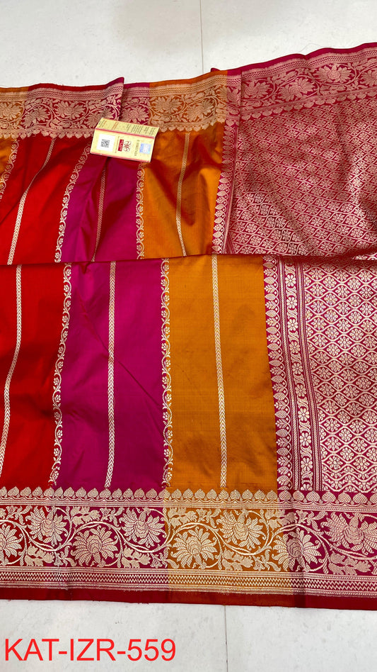 Pure Handloom banarasi KATAN **Checks +Meenakari* SAREE
                *KATAN Checks + Meenakari*
Silk Sarees with antique Jari 
*Rich Pallu
*  Blouse with Border
* Smooth & Soft Fabric