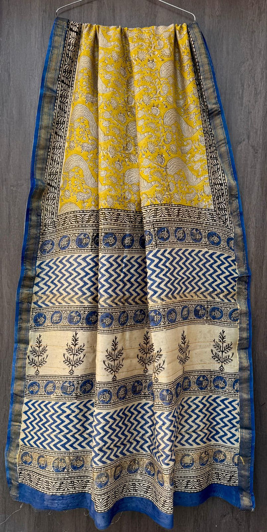 Bellur | Block printed Maheshwari Silk Saree