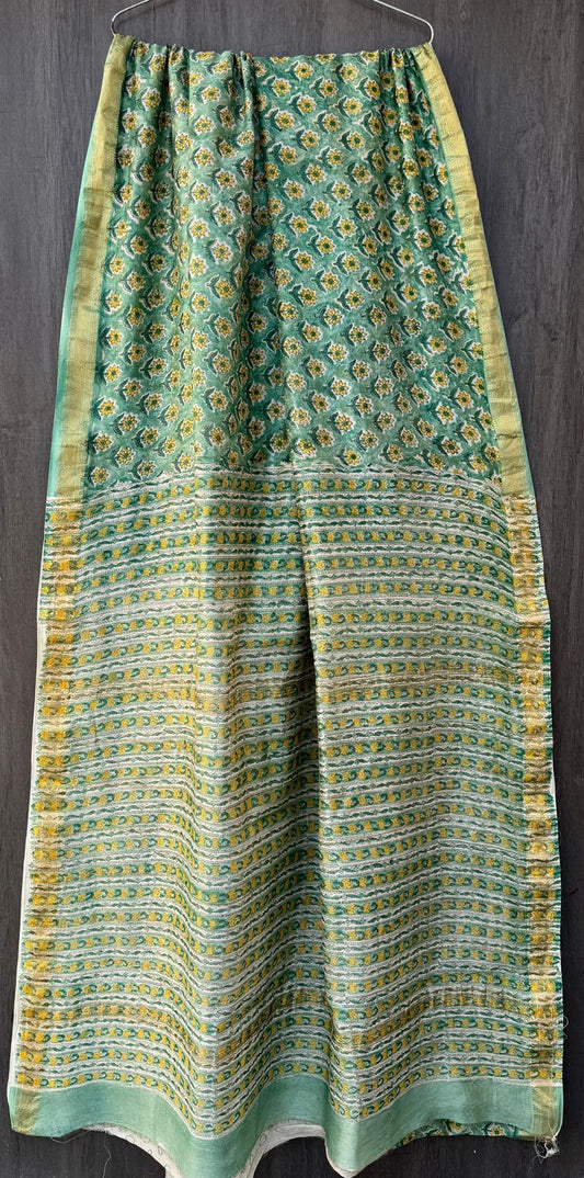 Bhatnagar | Block printed Maheshwari Silk Saree