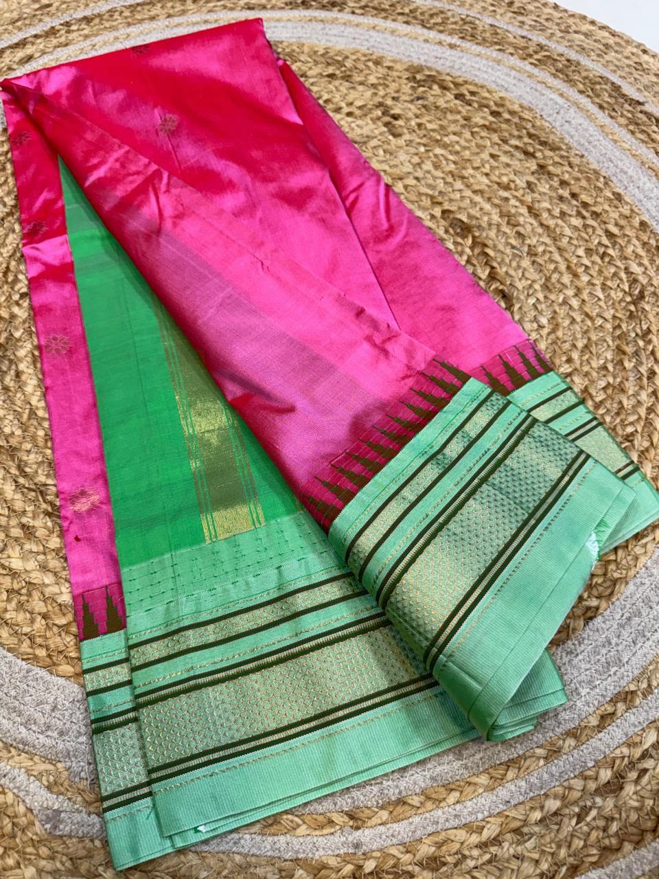 *All New Colours* 

*Exclusive silk ilkal saree*
*Pure silk korvai temple border* with *body butta* design superior quality ilkal saree & contrast blouse 
6.10mtrs length 
Full body pure silk 
Border, pallu & blouse semi silk
