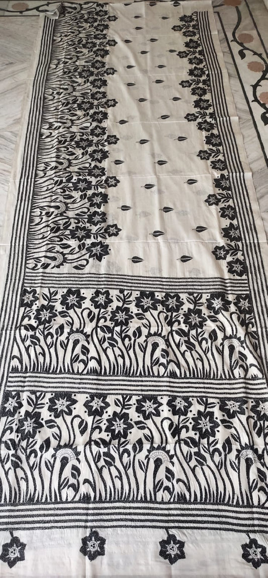 Handmade kantha on blended silk