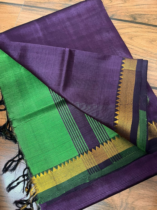 MANGALAGIRI pattu sarees
 with nizam border sarees.

Contrast blouse and pallu.