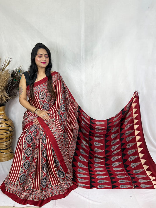 Aaradhya | Ajrakh Saree on Modal Silk