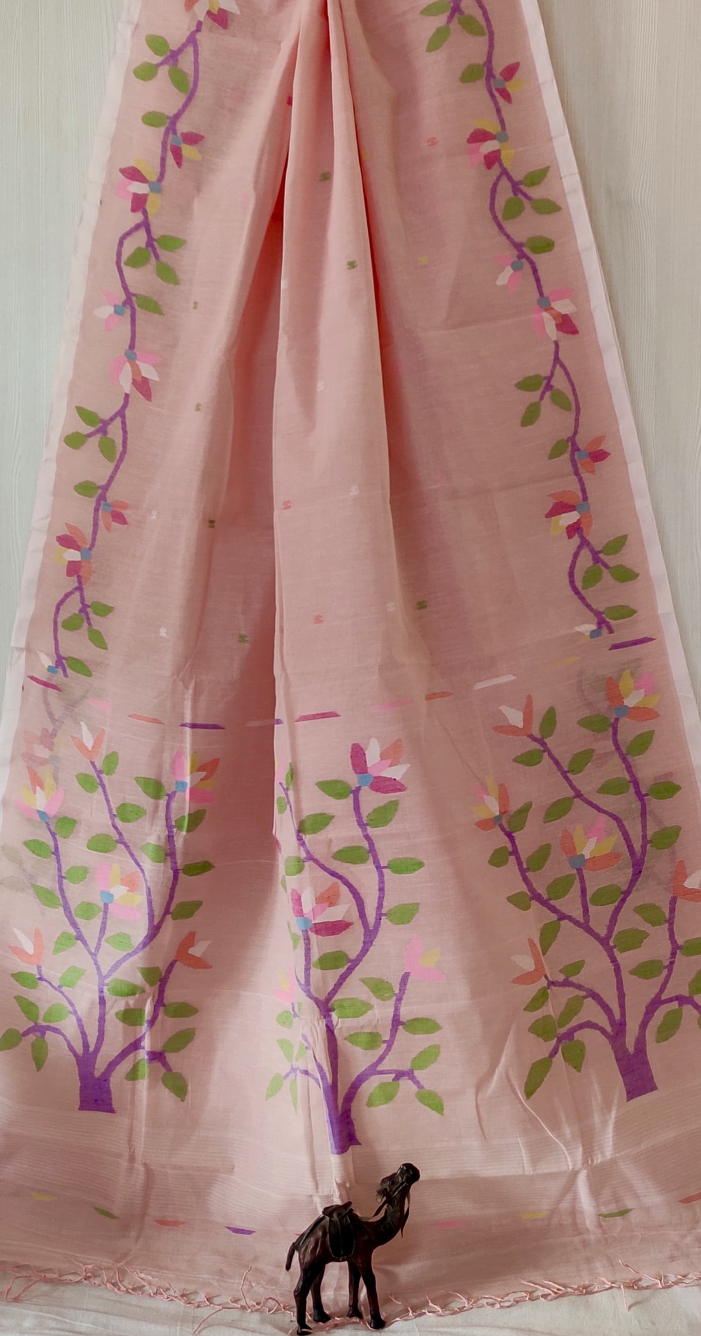Jasmineya | handwoven Cotton Needlework jamdani saree