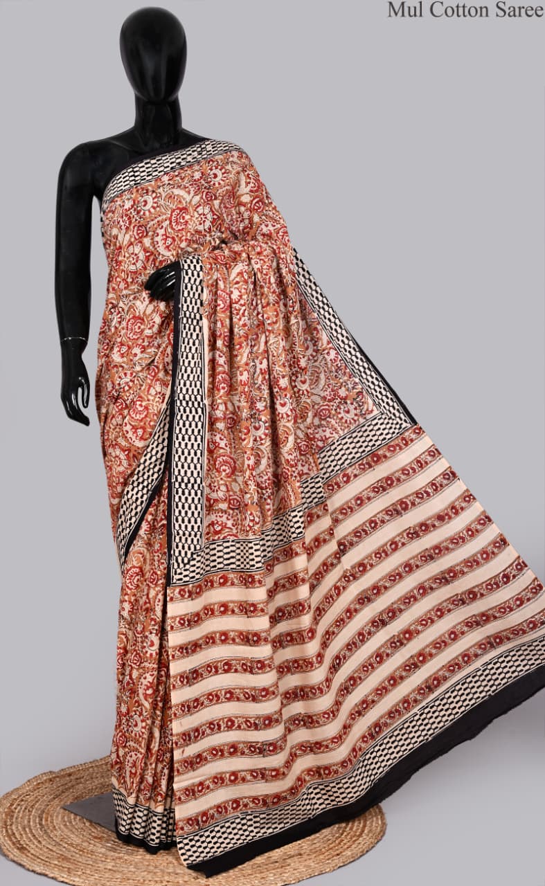 premium Traditional Mulmul CottonBeautiful Pure Soft Mulmul Cotton Sarees available*
Size: 6.30 mtr with blouse 