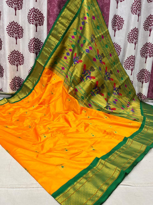 Bhatisha | Powerloom Kadiyal Paithani Silk Saree