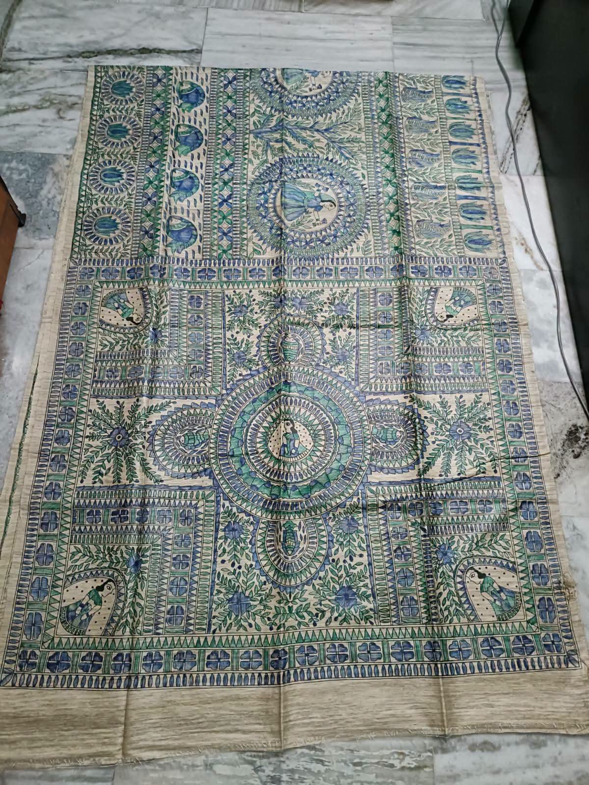 Hand painted madhubani on tussar