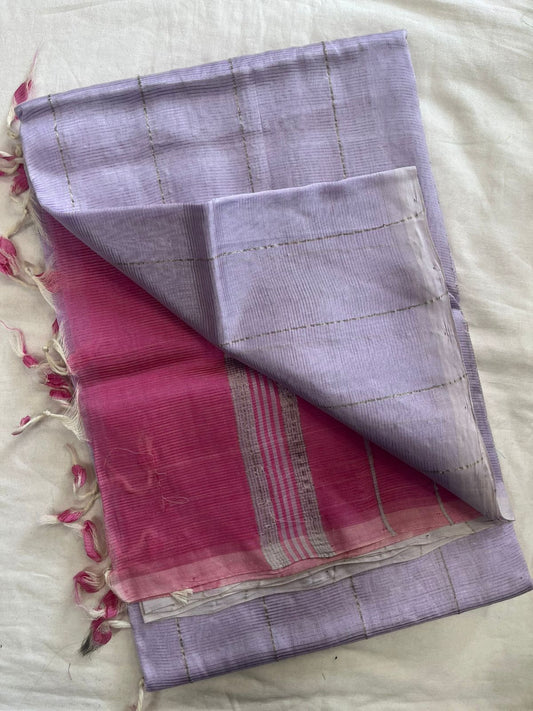 **Material **:- Mangalagiri handloom pattu by cotton 

**Model **:- all-over zari lines model sarees 

Contrast zari lines pallu & blouse