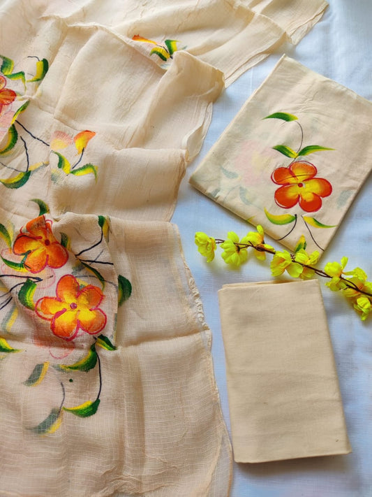 Now new arrivals 

Block printed cotton suit with kota doriya duppta 

Top @ bottom *cotton*
Duptta  *kota doriya*