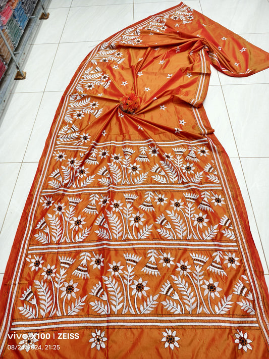 Isha | Hand Made Kantha Embroidery on Semi Silk