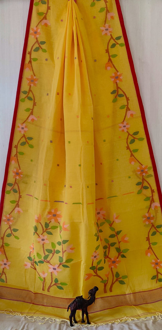 Jasminema | handwoven Cotton Needlework jamdani saree
