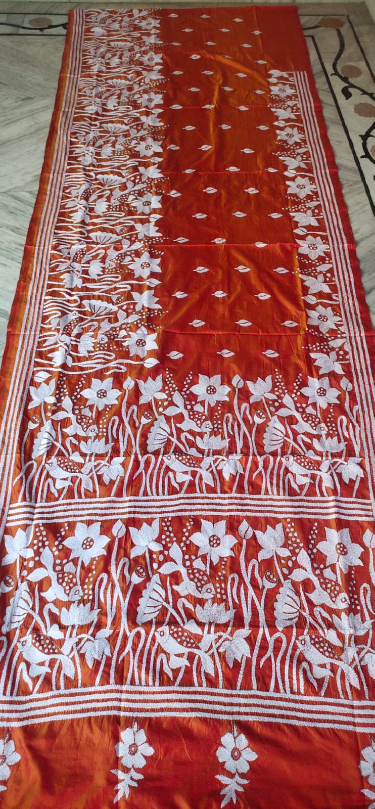 Handmade kantha on blended silk