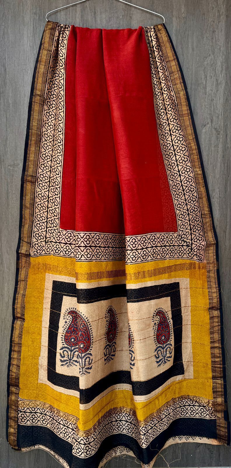 Dutt | Block printed Maheshwari Silk Saree