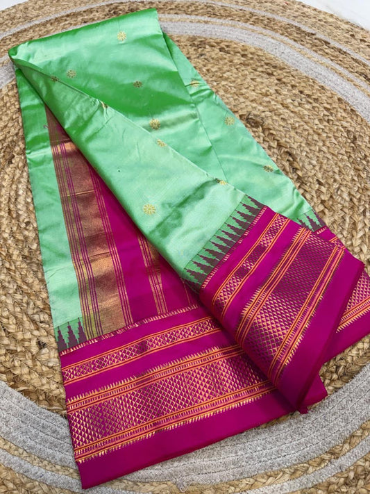 *All New Colours* 

*Exclusive silk ilkal saree*
*Pure silk korvai temple border* with *body butta* design superior quality ilkal saree & contrast blouse 
6.10mtrs length 
Full body pure silk 
Border, pallu & blouse semi silk
