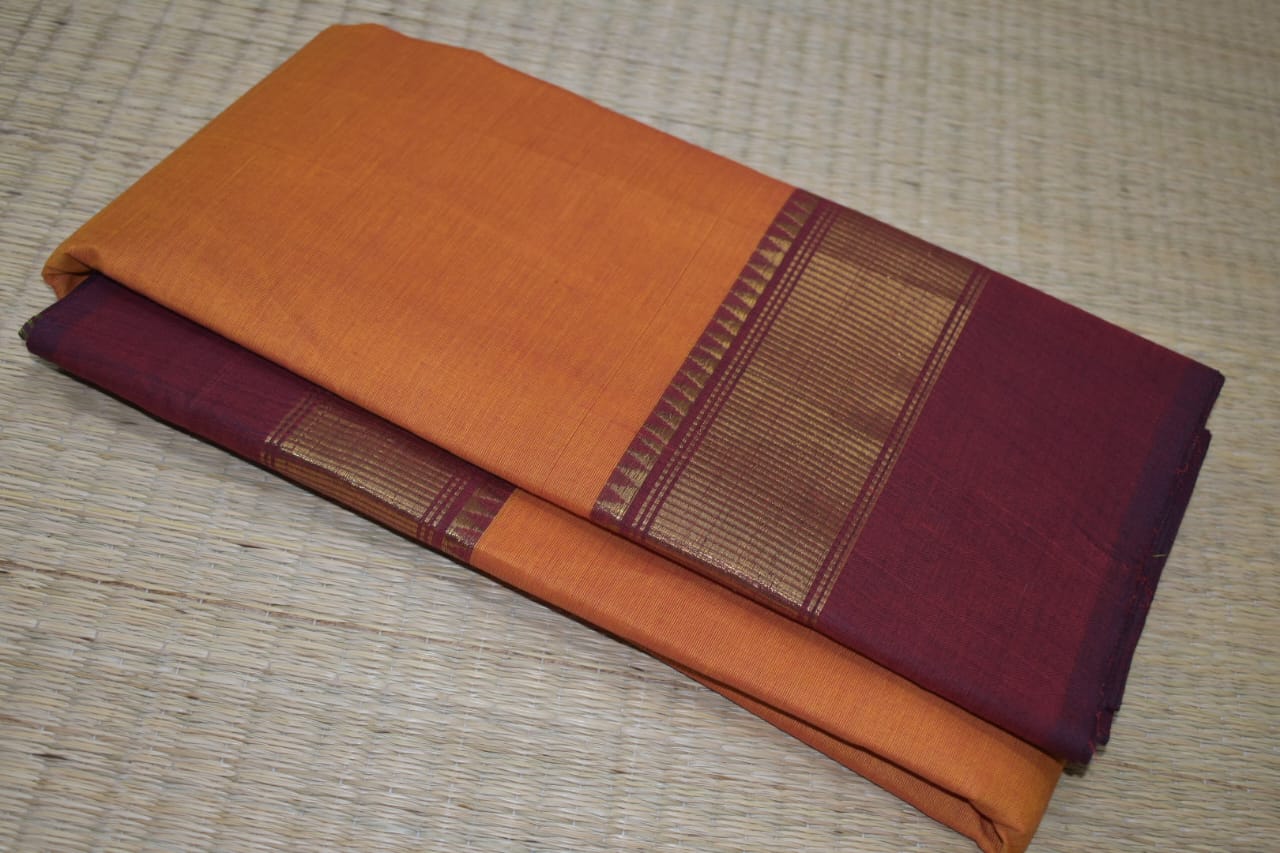 Chettinadu Cotton Saree in Orange