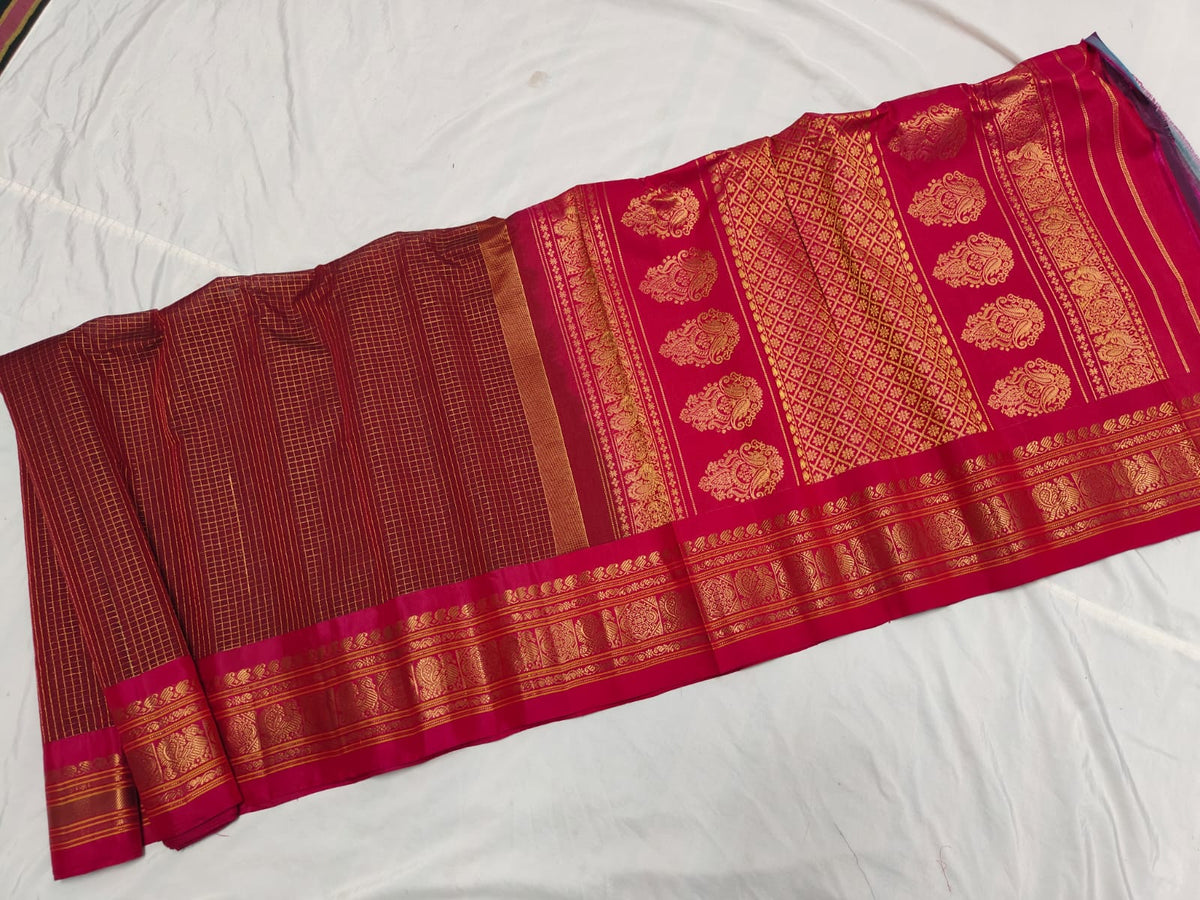 GADWAL HANDLOOM SICO CHECK SAREE