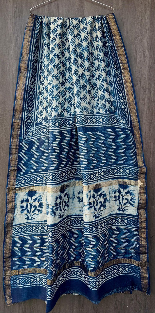 Naval | Block printed Maheshwari Silk Saree