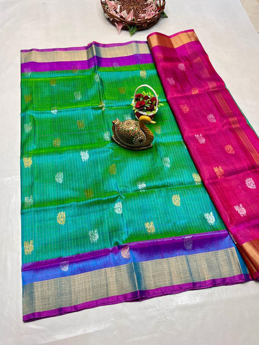 🥻UPPADA PATTU NEW 
  CHEKS BUTA
  SAREES 👌👌          