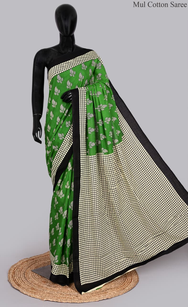 premium Traditional Mulmul CottonBeautiful Pure Soft Mulmul Cotton Sarees available*
Size: 6.30 mtr with blouse 