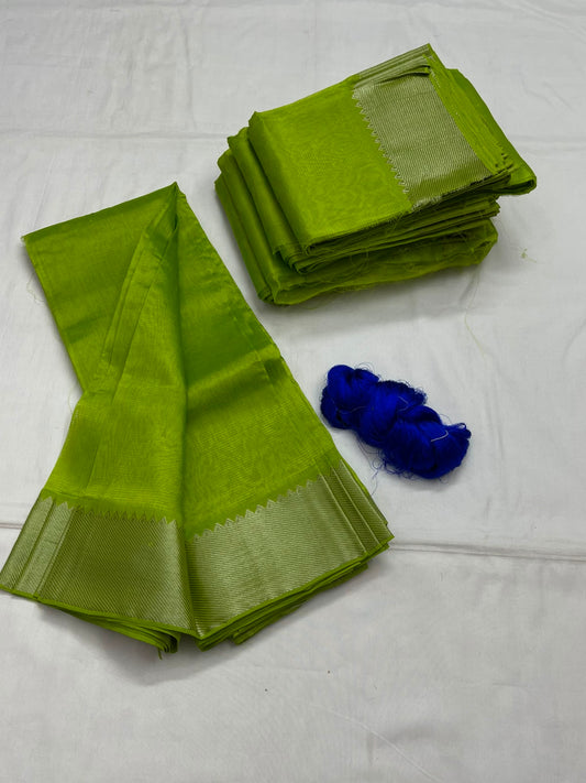Mangalagiri pattu by cotton
pure handloom big jari border
sarees with running blouse